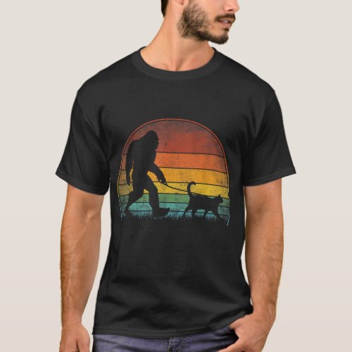Bigfoot Walking Cat Sasquatch Black Cat Lover Gift T_Shirt