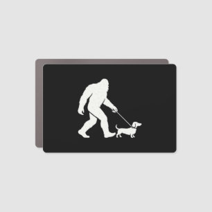 Bigfoot Walking Dachshund Funny Wiener Dog Dad Car Magnet