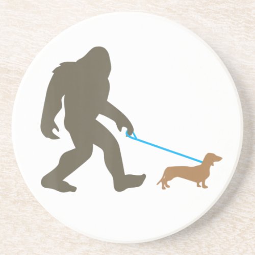 Bigfoot Walking Dachshund Sasquatch Doxie Dog Gift Coaster