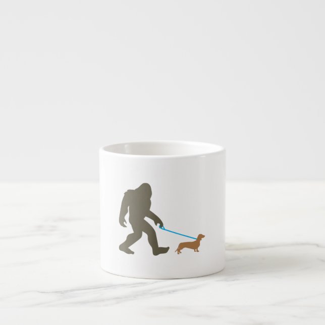 Bigfoot Walking Dachshund Sasquatch Doxie Dog Gift Espresso Cup (Front)
