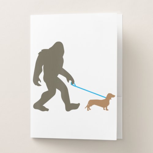 Bigfoot Walking Dachshund Sasquatch Doxie Dog Gift Pocket Folder
