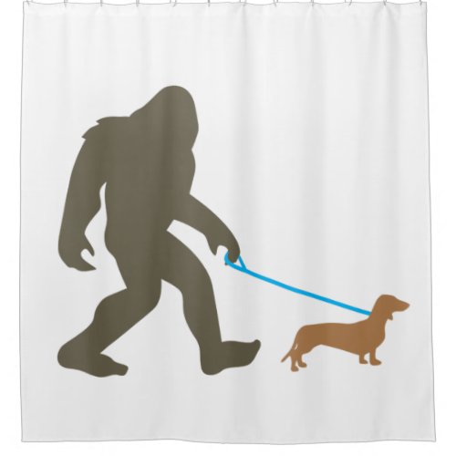 Bigfoot Walking Dachshund Sasquatch Doxie Dog Gift Shower Curtain