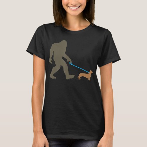 Bigfoot Walking Dachshund Sasquatch Doxie Dog Gift T_Shirt