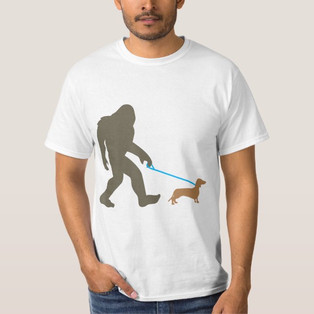 Bigfoot Walking Dachshund Sasquatch Doxie Dog Gift T-Shirt (Front)