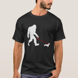 Bigfoot Walking Dachshund Weiner Dog Sasquatch Gif T-Shirt