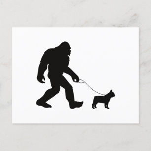 Bigfoot Walking French Bulldog Postcard