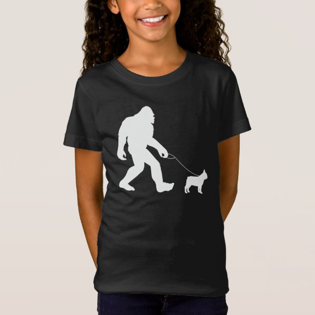 Bigfoot Walking French Bulldog  T-Shirt (Front)
