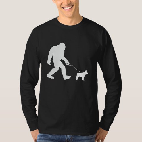 Bigfoot Walking French Bulldog  T_Shirt