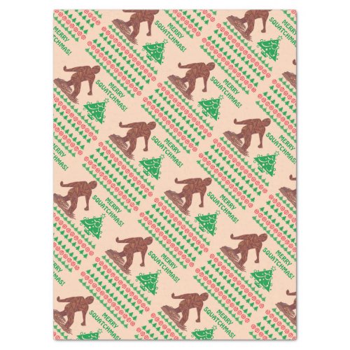 Bigfoot Walking Funny Christmas Holiday Print Tissue Paper