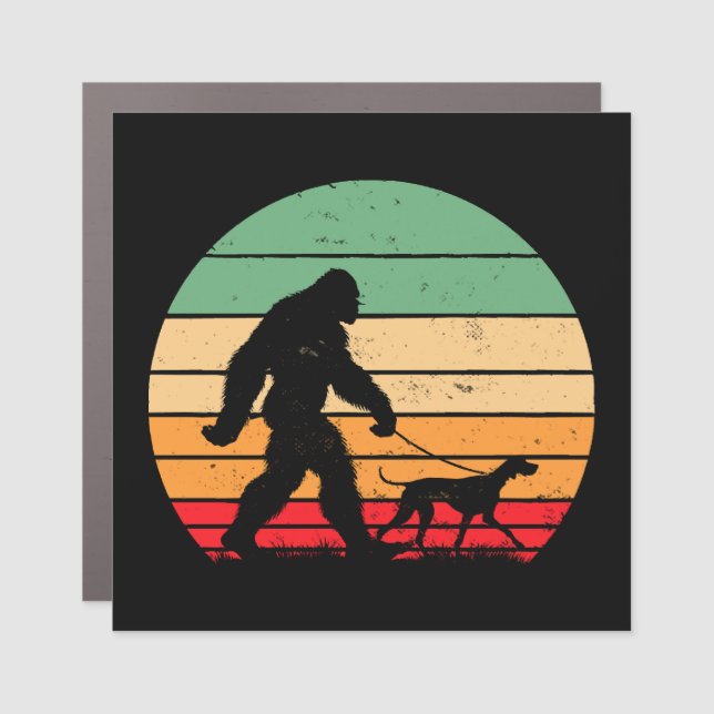 Bigfoot Walking German Shorthaired Pointer Dog Vin Car Magnet (Front)