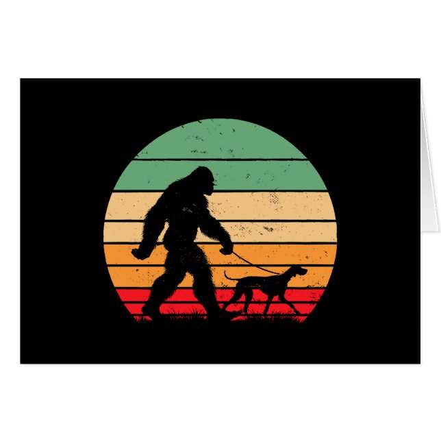 Bigfoot Walking German Shorthaired Pointer Dog Vin Cards (Front Horizontal)