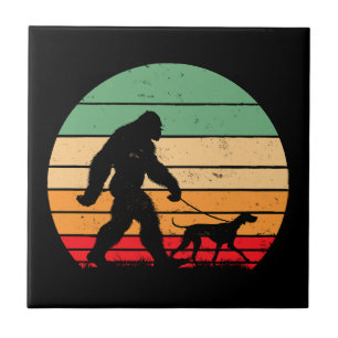 Bigfoot Walking German Shorthaired Pointer Dog Vin Ceramic Tile