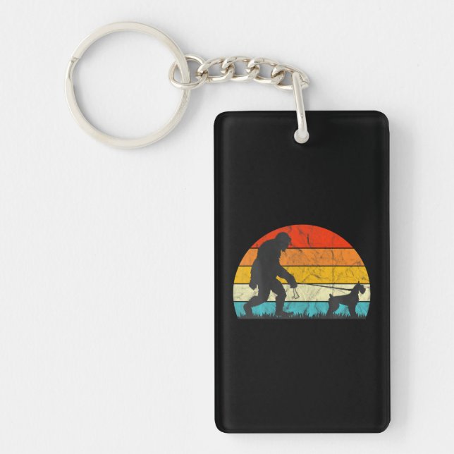 Bigfoot Walking Giant Schnauzer Dog Training Keychain (Front)