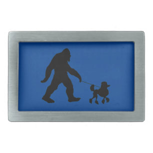 Bigfoot Walking His Poodle  Belt Buckle