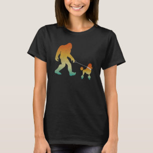 Bigfoot Walking Poodle Funny Sasquatch Pet Dog T-Shirt