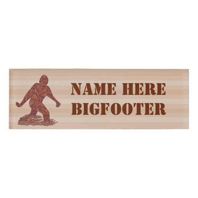 Bigfoot Walking Sasquatch Crypto Funny Name Here Tag (Front)