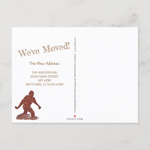 Bigfoot Walking Sasquatch Cute Funny New Address Announcement Postcard