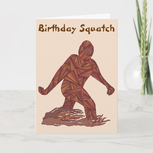 Bigfoot Walking Sasquatch Funny Birthday Squatch Card (Front)