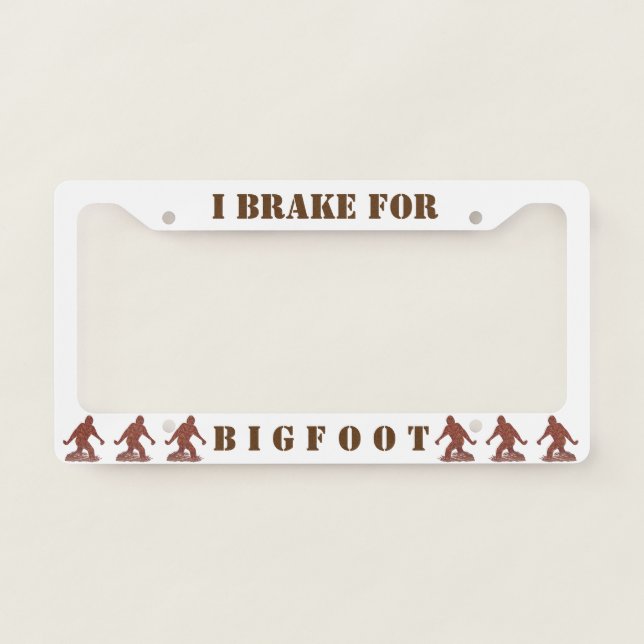 Bigfoot Walking Sasquatch Funny Geek Style Gear License Plate Frame (Front)