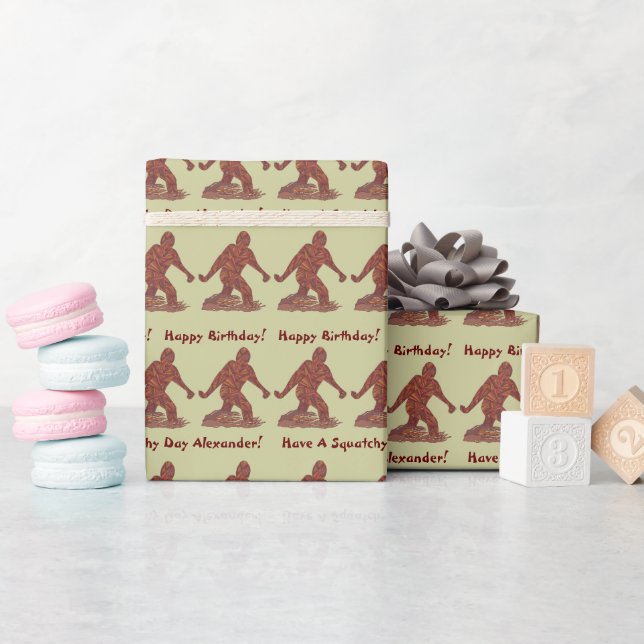 Bigfoot Walking Sasquatch Happy Birthday Squatch Wrapping Paper (Baby Shower)