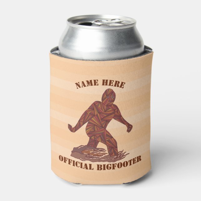 Bigfoot Walking Sasquatch Man Cave A Cold One Can Cooler (Can Front)
