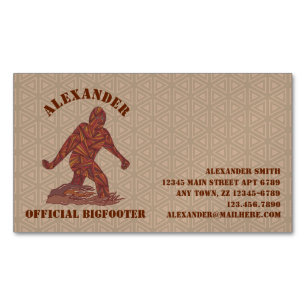 Bigfoot Walking Sasquatch Tan Pattern Custom Business Card Magnet