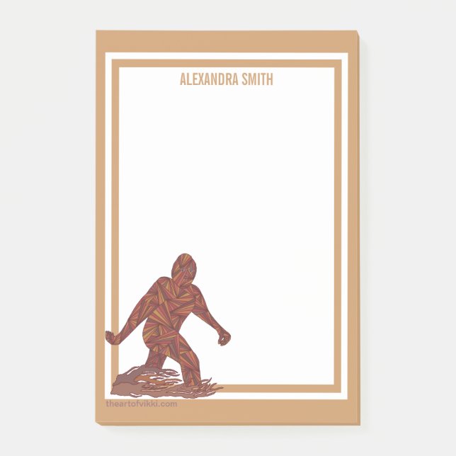Bigfoot Walking Squatch Vertical Style Add Name Post-it Notes (Front)