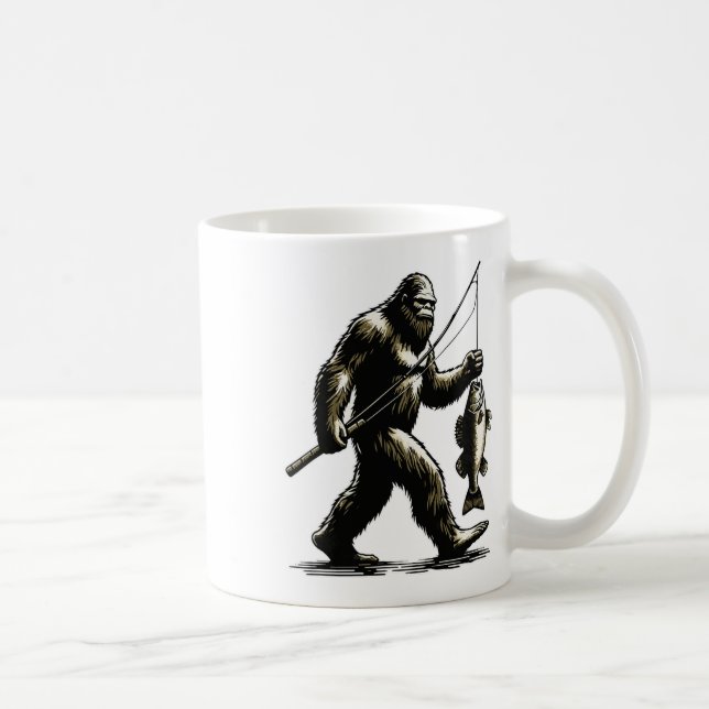 Bigfoot Walleye Hunting Angler Sasquatch Walleye F Coffee Mug (Right)