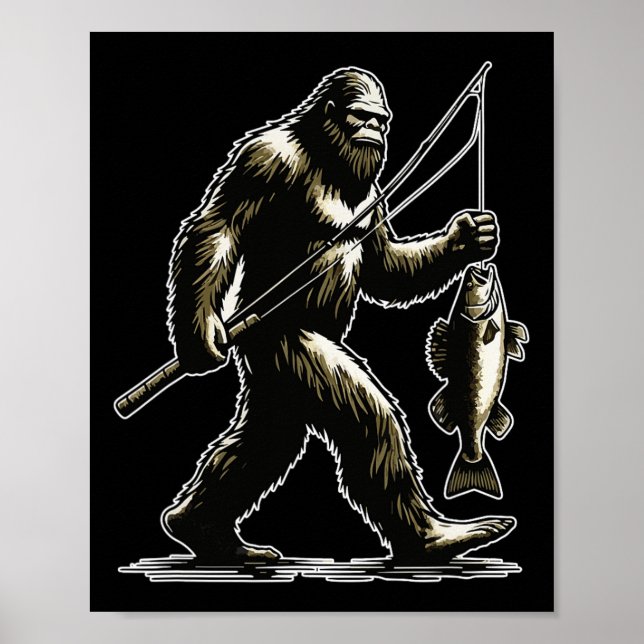 Bigfoot Walleye Hunting Angler Sasquatch Walleye F Poster (Front)