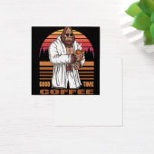 bigfoot wearing a bath robe and relaxing drink cof (Desk)