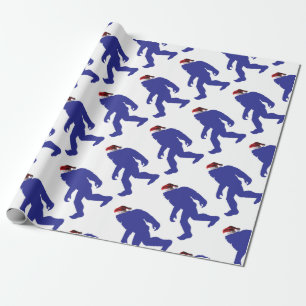 Bigfoot Wearing a Santa Claus Hat Wrapping Paper