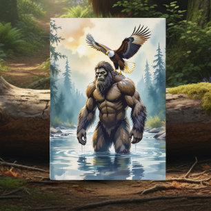 Bigfoot with an Eagle on his Shoulder Birthday Card