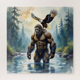 Bigfoot with an Eagle on his Shoulder Jigsaw Puzzle