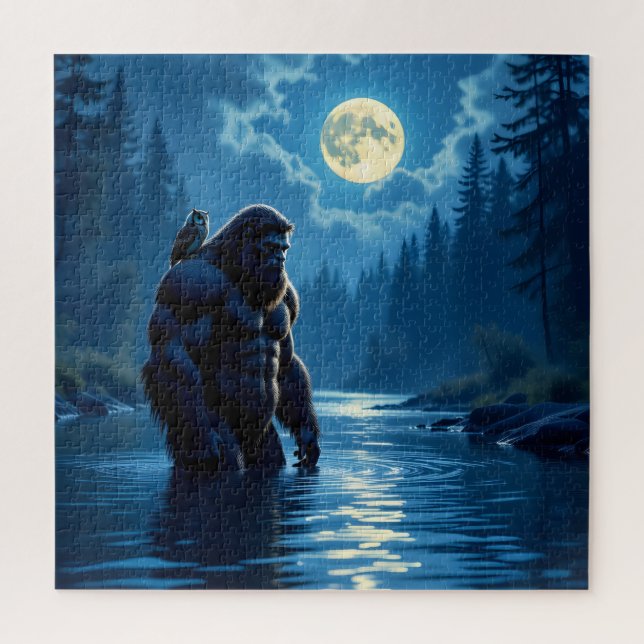 Bigfoot with an Owl on his Shoulder  Jigsaw Puzzle (Vertical)