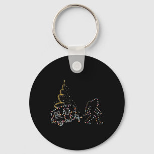 Bigfoot With Camping Car Light Christmas Keychain