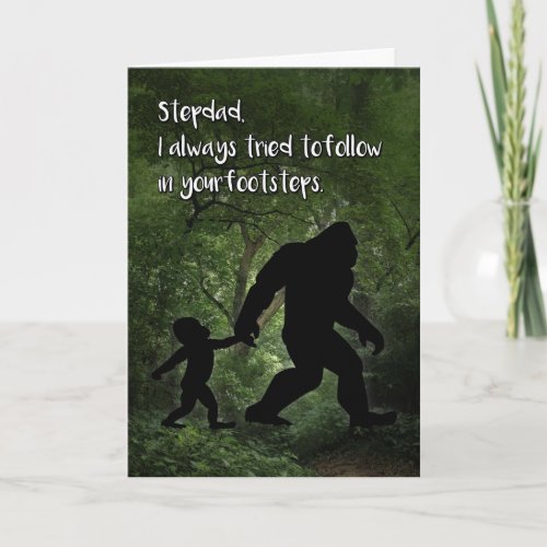 Bigfoot with Child Birthday for Stepdad Card