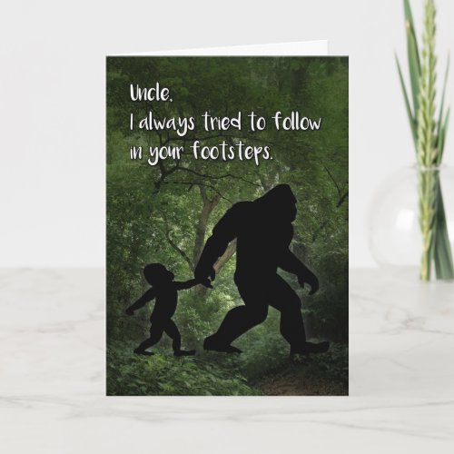 Bigfoot with Child Birthday for Uncle Card