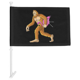 Bigfoot With Flamingo Animal Costume Gift Car Flag