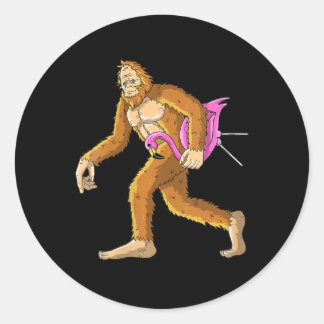 Bigfoot With Flamingo Animal Costume Gift Classic Round Sticker