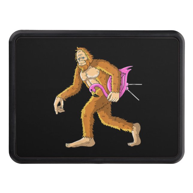 Bigfoot With Flamingo Animal Costume Gift Hitch Cover (Front)