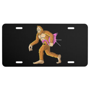 Custom Bigfoot Carrying Pizza License Plate By Fashionfree