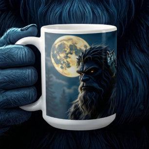 Bigfoot with Glowing Eyes and Owl on his Shoulder  Coffee Mug