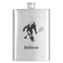 Bigfoot with Tennis Racquet and Text Flask Bigfoot with Tennis Racquet and Text Flask