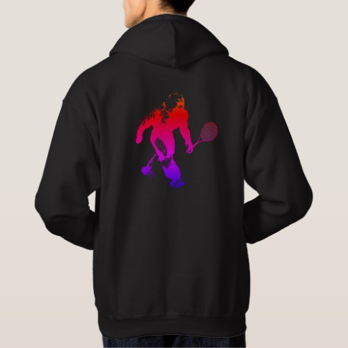 Bigfoot With Tennis Racquet Double Sided Hoodie