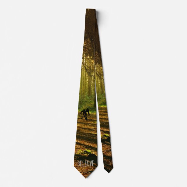 Bigfoot with Tennis Racquet in the Forest Neck Tie (Front)