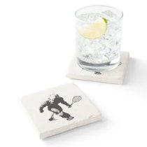 Bigfoot with Tennis Racquet Stone Coaster Bigfoot with Tennis Racquet Stone Coaster