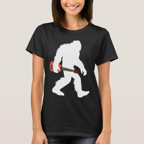 Bigfoot With Ukulele Lute Instrument Sasquatch Uku T_Shirt