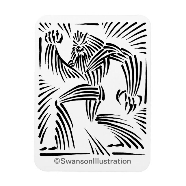 Bigfoot Woodcut Graphic Magnet (Vertical)