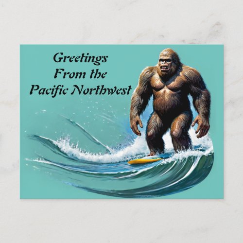 Bigfoot Yeti Greetings From the Pacific Northwest Postcard