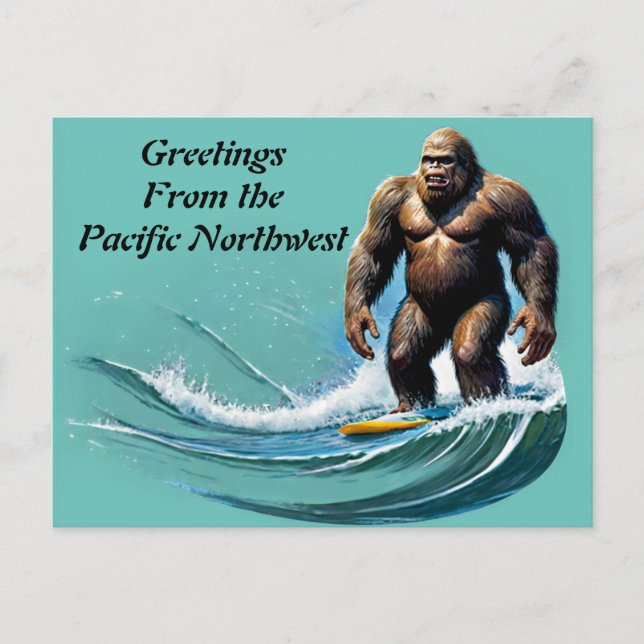 Bigfoot Yeti Greetings From the Pacific Northwest Postcard (Front)